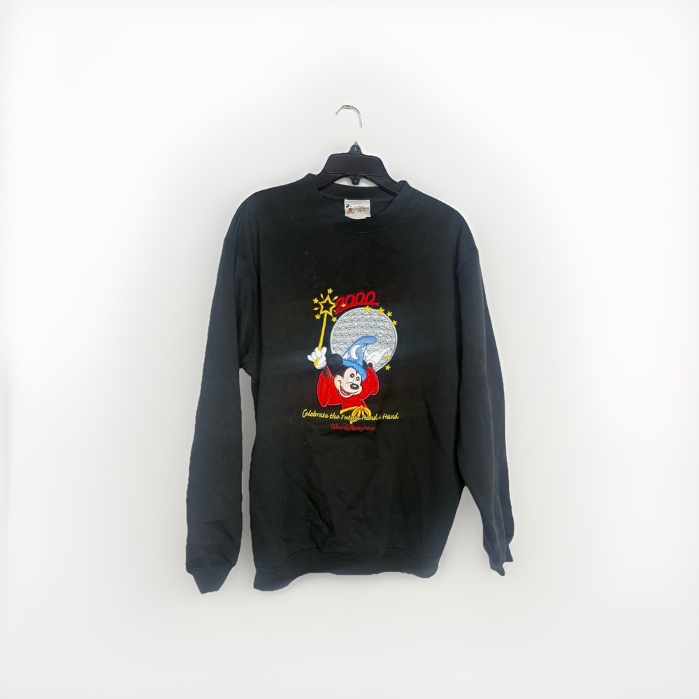 Disney Walt Disney World 2000 Mickey Mouse Black Crewneck Pullover Sweatshirt M